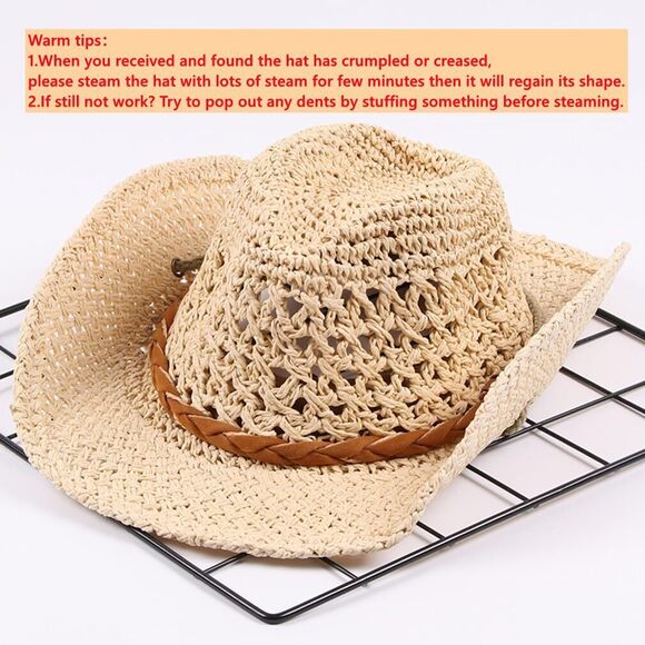 7732 Western Cowboy Hat For Men Women Cowgirl Shapeable Wide Brim Panama main image 8